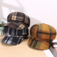 Korean Style Color Matching Plaid Beret Fashion Artistic Sunshade