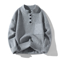Women's Solid Color Versatile Half Turtleneck Button Sweater
