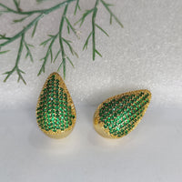 Copper Inlaid Color Melon Seed-shaped Earrings Simple