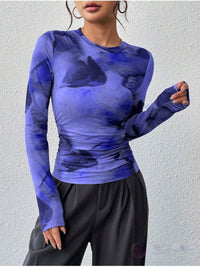 Ink-wash Retro Print Women's Slim-fit Versatile Stylish Top