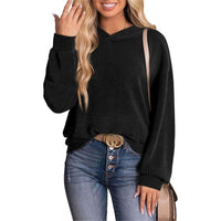 Europe And America Cross Border Women's Loose Twisted Bar Hooded Sweater