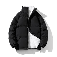 Warm Solid Color Loose Stand-collar Unisex Cotton Coat