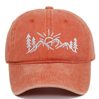 Mountain Style Embroidered Baseball Cap Cotton Worn Looking Washed-out Baseball