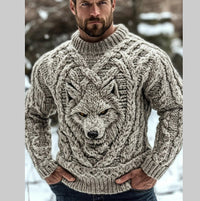 Mens Loose-Fit Long-Sleeve Pullover Hoodie With A Crew Neck And Printed Design