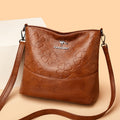 Soft Leather Bucket Bag Women's New Fashion Leather Embossed Large Capacity