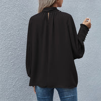 Ins Long-sleeved Blouse Bowknot Puff Sleeves Fashion Commuter Office Tops Women's Clothing