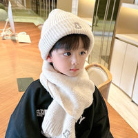 Children's Hat Set Scarf Two-piece Boys' Knitted Fleece-lined