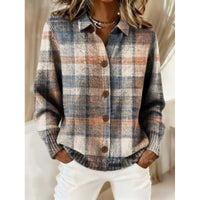 Womens Loose-Fit Long-Sleeve Shirt With A Bold Colorful Plaid Print
