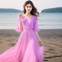 Chiffon New Style Waist Cinching Flattering Maxi Skirt