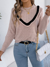 Women Ruffled Long Sleeve Pullover Sweater
