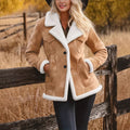 Women's Autumn And Winter Retro Pocket Lapel Button Jacket Fur Coat