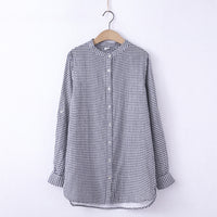 Stand Collar Double-layer Yarn Long Sleeve Blouse Loose