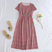 Printed Short-sleeve Waist-cinching Figure-flattering Dress For Petite Frames
