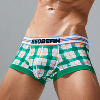 Fashion Personality Plaid Men's Low Waist Boxers