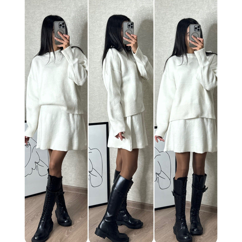 Women's All-matching Sweater Short Skirt Two-piece Suit