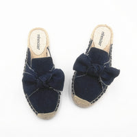 Fisherman Shoes Women Embroidered Bowknot Flat Bottomed Lazy Slippers