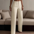 Women's Pleated Casual High-Waist Solid-Color Suit Pants