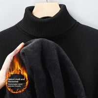 Men's Versatile Knitted Turtleneck Solid Color With Fur Sweater