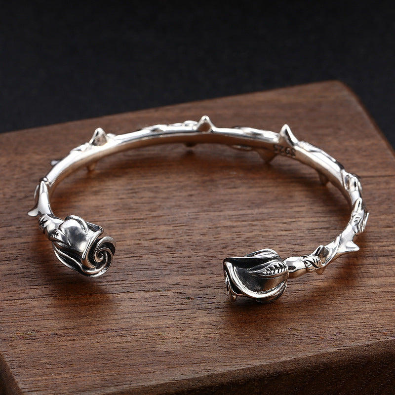 S925 Sterling Silver Bracelet Men's And Women's Rose Bracelet