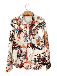 Denim Ethnic Street Printing Slim Fit Women's Shirt