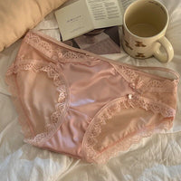 French Pure Desire Translucent Lace Edge Bowknot Underwear
