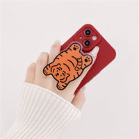 Papa Tiger Cartoon Cute Liquid Silicone Phone Case