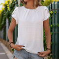 European And American Pullover Short Sleeve Lace Stitching Shirt For Women