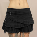 Metal Buckle Irregular Pleated Denim Skirt