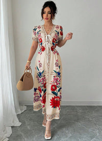 Positioned Print Dress Womens Summer Slimming Suit-Like