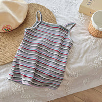 Girls' Cartoon Embroidered Slim Stretch Casual Vest