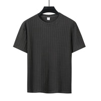 Men's Sports Solid Color Round Neck Pullover Vertical Pattern T-shirt Two-piece Set