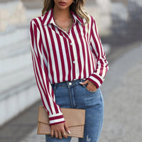 Striped Printed Elegant Commuter Womens Shirt
