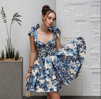 Organza Ethereal Short Elegant Printed Dress