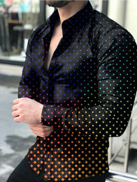 New Men's Lapel Casual Youth Printed Top