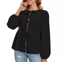 Autumn Loose Sweet Lace-up Shirt Sexy Strappy