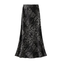 Retro Hong Kong Style Floral Skirt High Waist Slimming Temperament