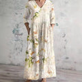 Womens Loose Stylish V-Neck Printed Dress