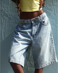 Casual Mid-Waist Straight-Cut Cropped Denim Womens Pants