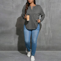 Simple Autumn And Winter Gray Versatile Loose Slimming Base Top