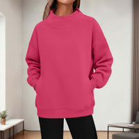Womens Long-sleeve Turtleneck Casual Hoodie