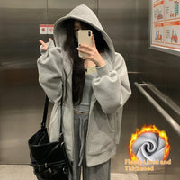 Women's Sweater Fleece Zipper Cardigan Hooded Coat