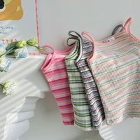 Girls' Cartoon Embroidered Slim Stretch Casual Vest