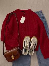 Thickened Loose Lazy Wear Slim Solid Color Knitted Sweater