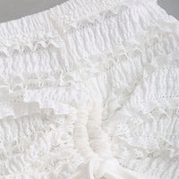 Womens Solid-Color Versatile Lace-trimmed Tutu Skirt