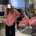 Korean-style Loose Crew-neck Long-sleeve T-shirt For Women