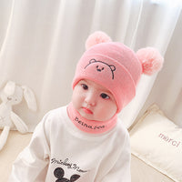 Thickened Warm Woolen Yarn Letter Bib Knitted Hat Suit