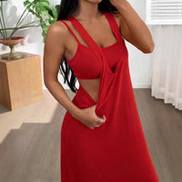 Summer New Elegant Personalized Two-Piece Set Solid Color Dress