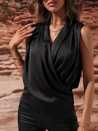 Women's Spring And Summer Sleeveless Satin Pleated Vest New Shirt
