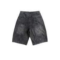 Retro Patchwork Denim Shorts Men's Business Shirt Shorts