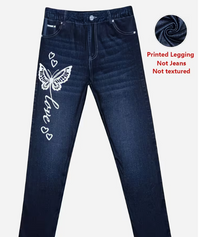 Ladies' Faux Denim Print Skinny Leggings